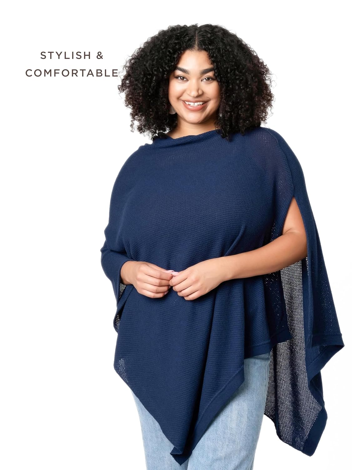 We are Amma | The Cocoon™ - Newborn Essentials Must Haves: Nursing Cover for Breast Feeding Essentials | Nursing Sweater Used as Breastfeeding Cover (Navy, Plus Size)