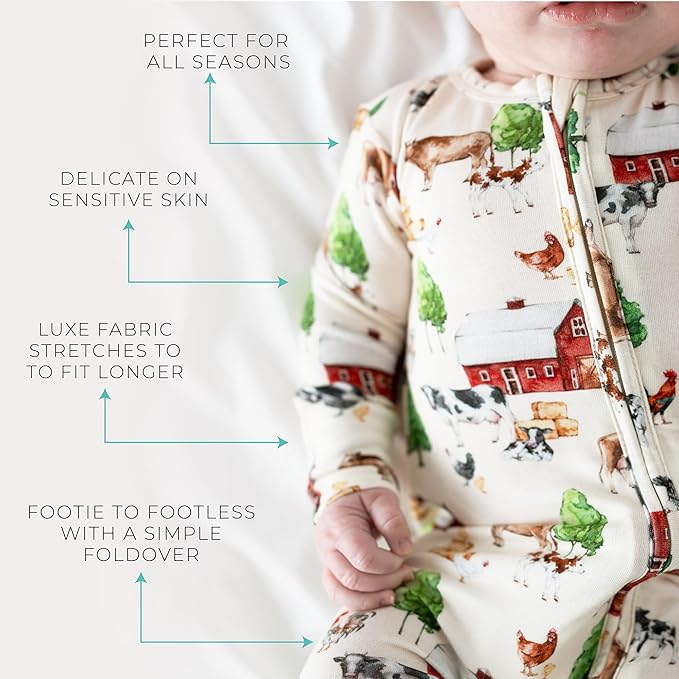 Posh Peanut Convertible Baby Sleepers - Girls Footless Baby Pajamas with 2 Way Zipper for Easy Diaper Changes