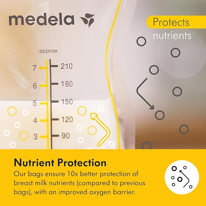 Medela Easy Pour Breastmilk Storage Bags 200 Count 7oz/210ml Disposable, Leakproof, Fast Freeze, Breast Milk Protection Recyclable & BPA Free