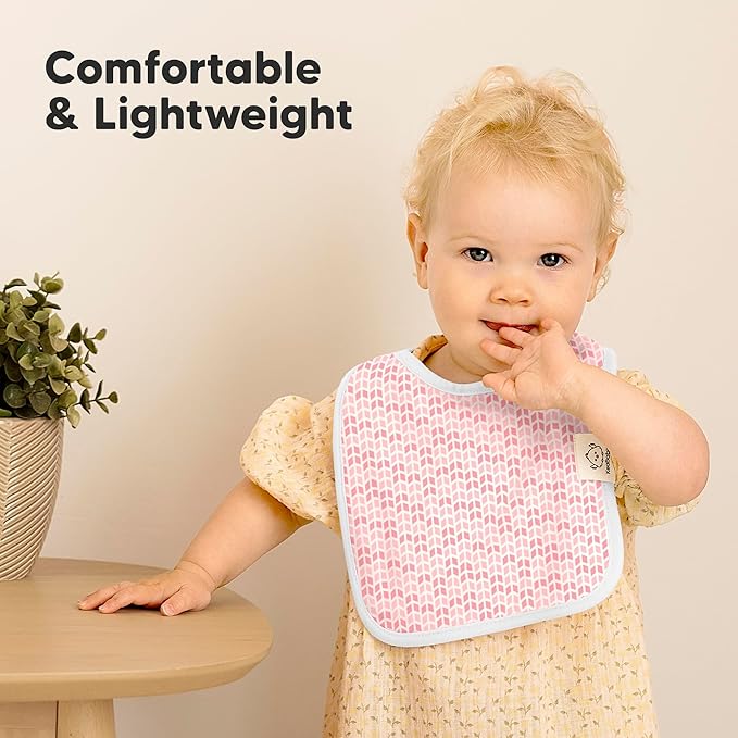 KeaBabies 8-Pack Organic Baby Bibs for Boys, Girls - Super Absorbent Cotton Drool Bibs for Baby Girl & Boy, Teething Toddler, Drooling Newborn, Ultra Soft & Machine Washable (Blush)