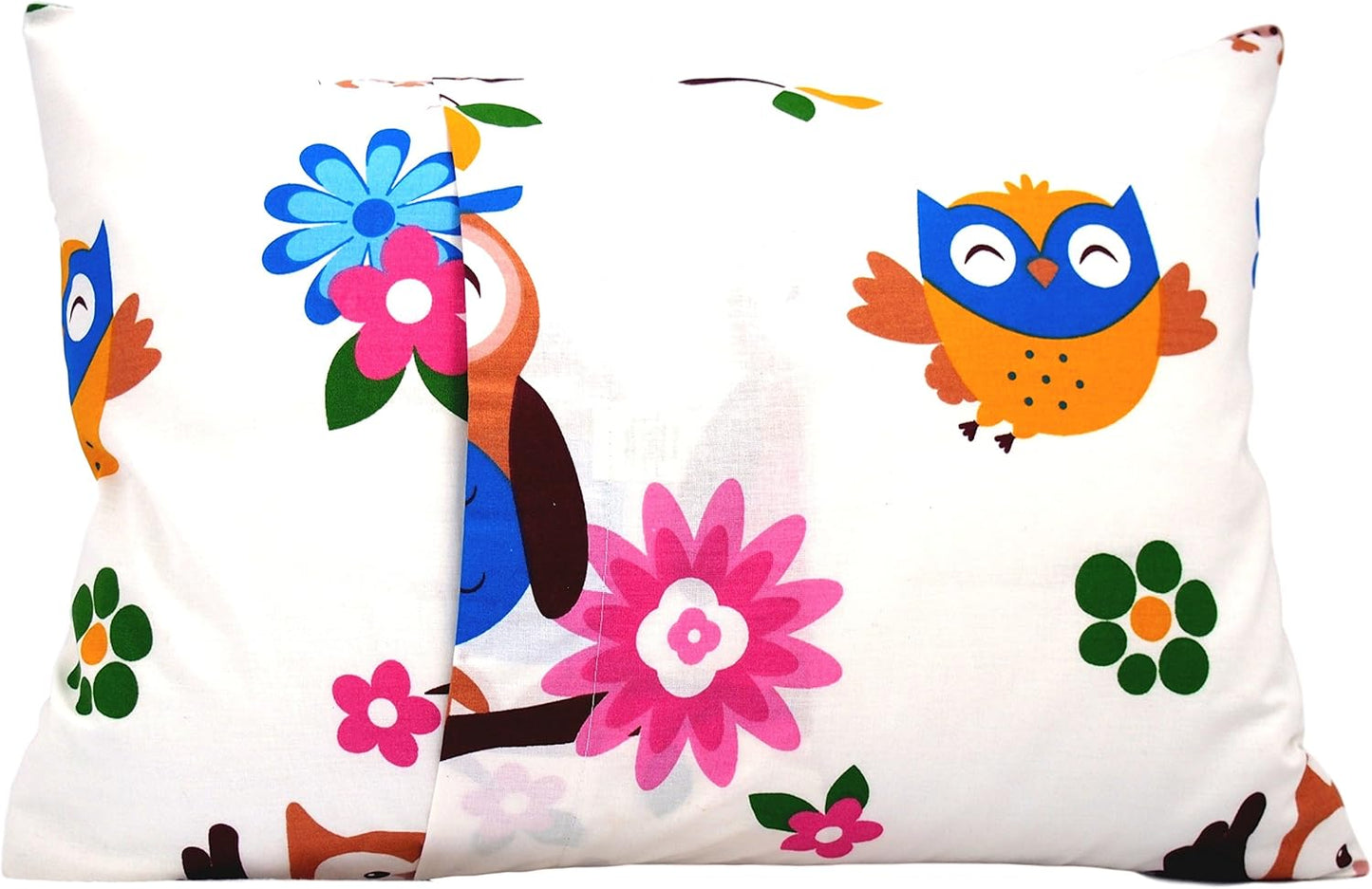 Cotton Toddler Pillowcase 13 x 18 Owl - Small Pillowcases for Travel Pillows, Owl Pillow Cases, Crib Pillows Protector for Toddler - Owls Family