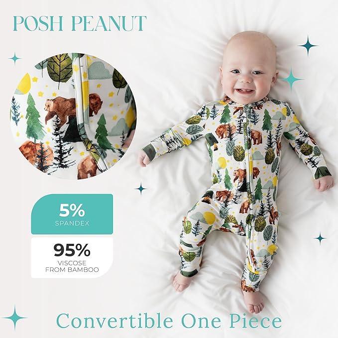 Posh Peanut Convertible Baby Sleepers - Girls Footless Baby Pajamas with 2 Way Zipper for Easy Diaper Changes