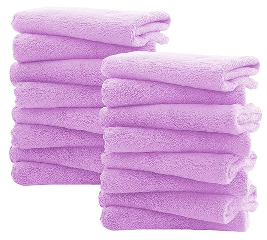 16 Pack Burp Cloths for Baby - 20" by 10" Ultra Absorbent Burping Cloth, Newborn Towel - Milk Spit Up Rags - Burpy Cloths for Unisex, Boy, Girl - Burp Cloths Set (Purple)