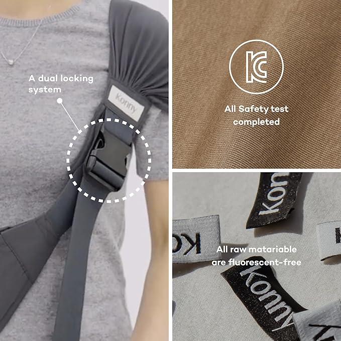 Konny Baby Carrier Hip Seat, Dual Support IHDI Certified with Two Safety Pads, Adjustable Wraps Sling Wearable One Size Fits All, Baby Essentials for 6 to 48 Months up to 44 lbs -Blue Grey