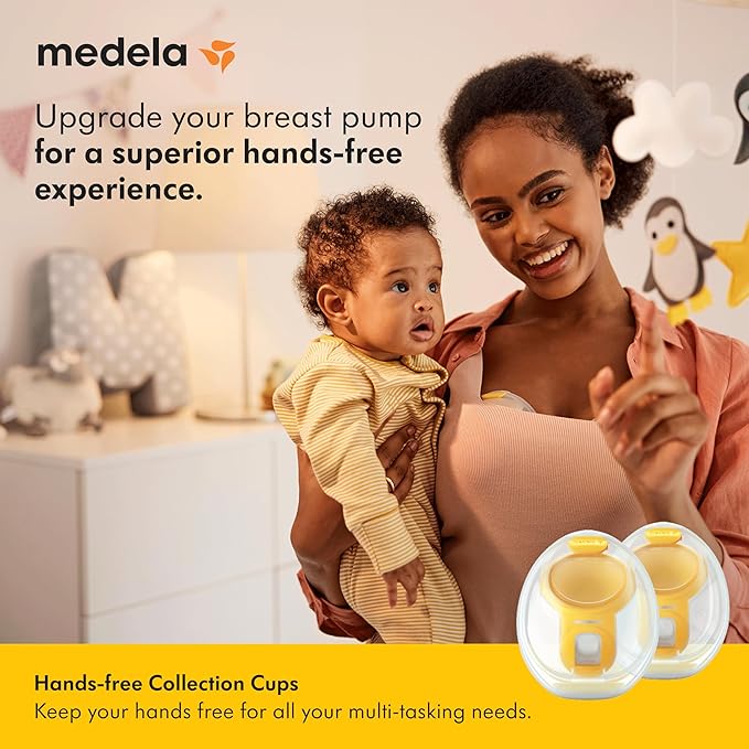 Medela Hands-Free Collection Cups, Compatible with Freestyle Flex, Pump in Style with MaxFlow, and Swing Maxi Electric Breast Pumps, 1 Set of 2 Cups