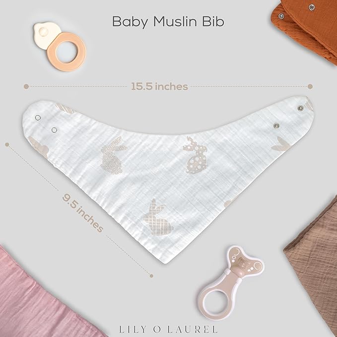 Muslin Baby bibs for drooling and teething, 100% cotton, Bibs for baby girl, Muslin bibs for boys (8 Pack)