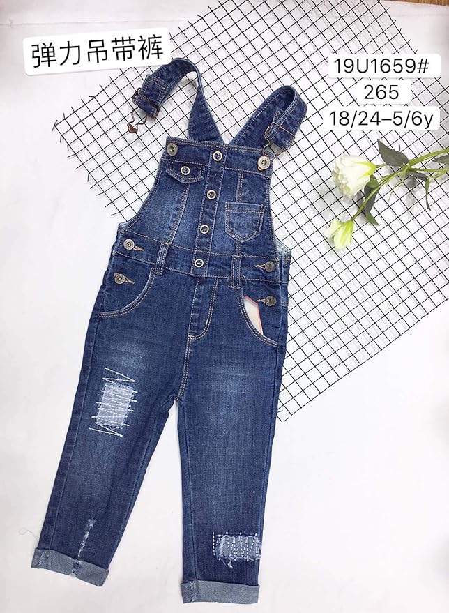KIDSCOOL SPACE Baby Toddler 2 Buttons Adjustable Straps Fashion Jean Overall
