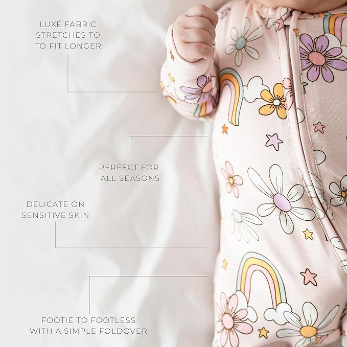 Posh Peanut Convertible Baby Sleepers - Girls Footless Baby Pajamas with 2 Way Zipper for Easy Diaper Changes