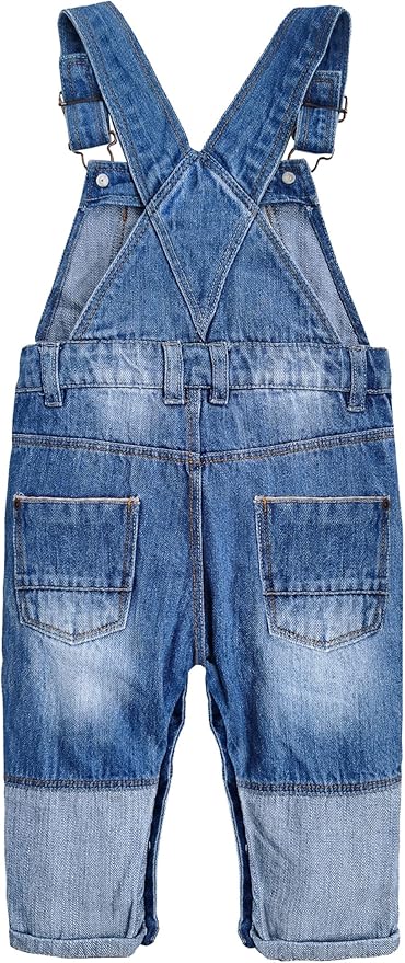KIDSCOOL SPACE Baby Toddler 2 Buttons Adjustable Straps Fashion Jean Overall