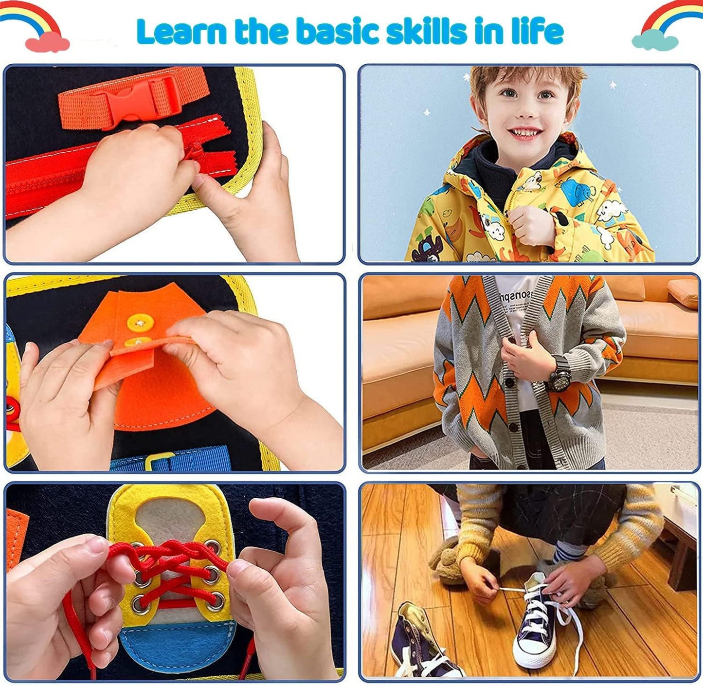 MORNOR Busy Board Montessori Toys for Toddlers Sensory Toys Gifts for 1 2 3 4 Year Old Girls & Boys Preschool Learning Activities Educational Travel Toy for Fine Motor Skills (Blue)