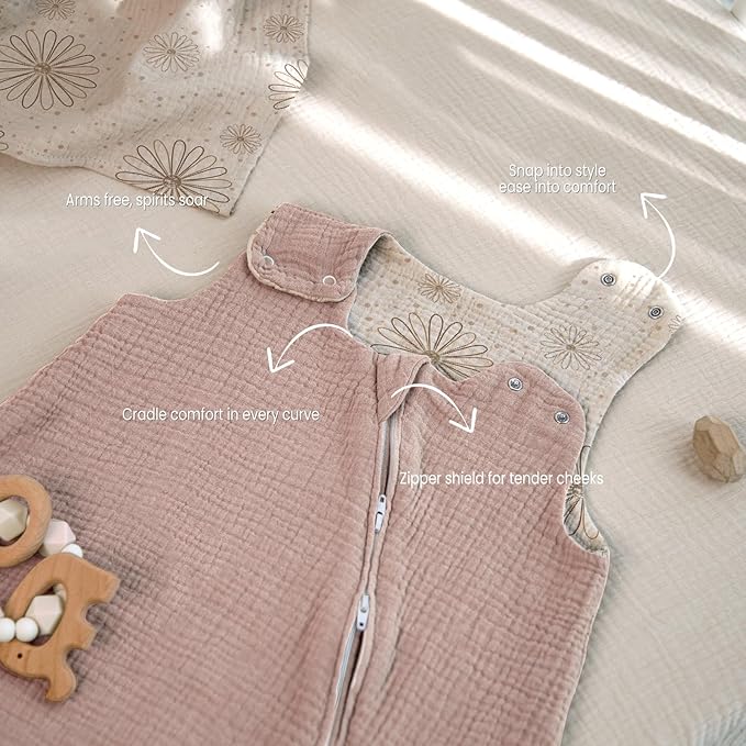 lulumoon Sleep Sack Muslin for Baby: Cotton Wearable Blanket for 9-15 Months - Soft Lightweight Ideal for Nursery Lounge Nighttime Naptime 12-18 Months