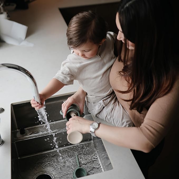 mushie Baby Bottle Brush | Soft Silicone with Suction Base (Shifting Sand)