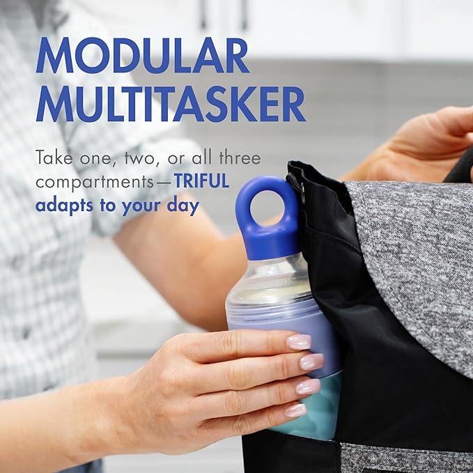 Boon Triful Baby Formula Dispenser On The Go - Insulated Stainless Steel Formula Containers with Stacking Design - Baby Bottle-Feeding Supplies for Travel - Blue