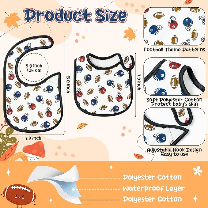 7Pcs Cotton Waterproof Baby Bibs Hook Loop Closure Newborn Bib Keepsake Baby Gift for Drooling Feeding Eating