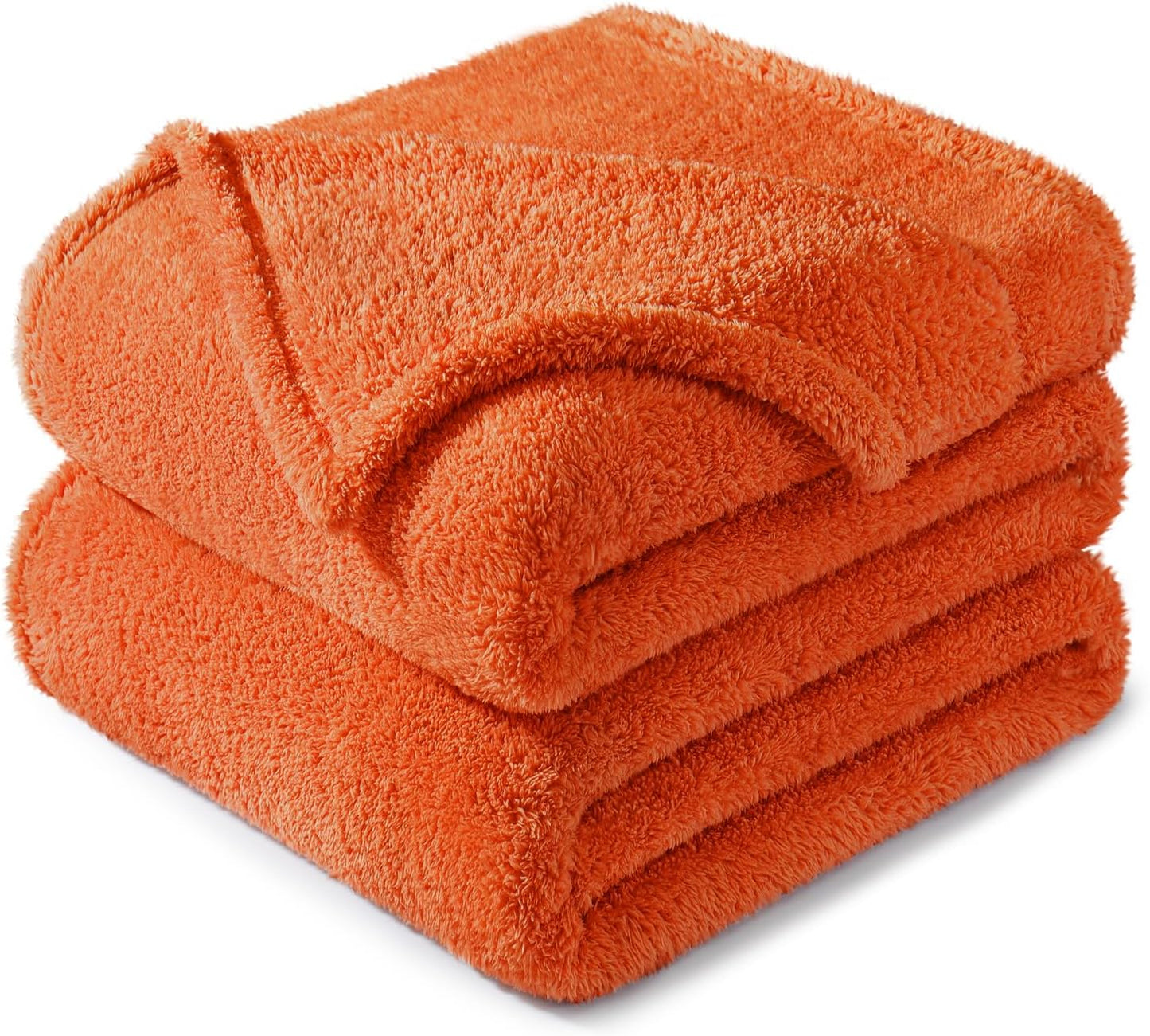 Exclusivo Mezcla King Size Flannel Fleece Blanket, Super Soft Velvet Plush Bed Blanket, Fuzzy Cozy and Warm for All Seasons, 90x104 Inches, Burnt Orange