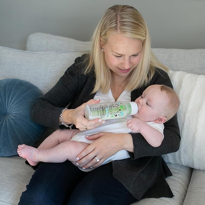 Dr. Brown's Natural Flow Anti-Colic Options+ Narrow Baby Bottle, Pig & Frog, 8 oz/250 mL, with Level 1 Slow Flow Nipple, BPA Free, 0m+, (Pack of 12)