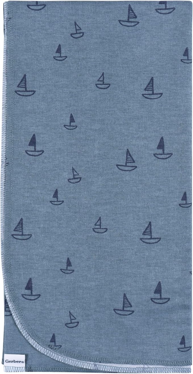 Gerber Unisex Baby 100% Cotton Flannel Receiving Blankets 30x30 Inches (Pack of 4), Coastal Calm, One Size