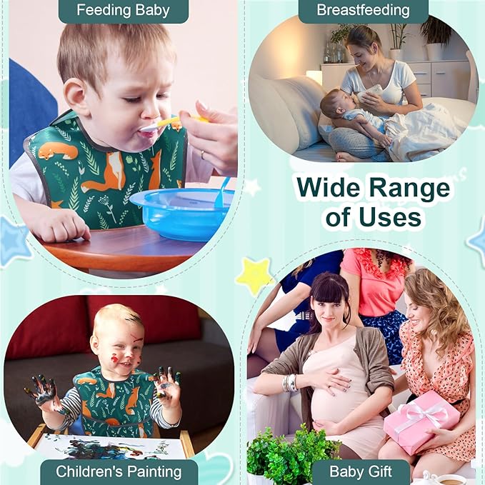 Accmor Baby Bibs, Waterproof Baby Toddler Bibs, Apron Smock Bib for Baby Boys Girls, Essential Must Have for Eating, Feeding