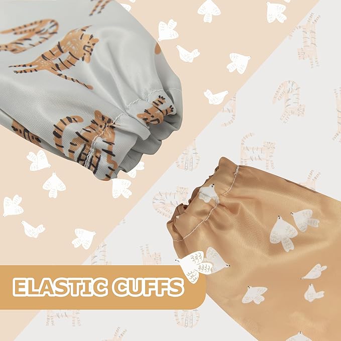 Little Dimsum Baby Bib with Pocket Waterproof Toddler Bibs Infant Feeding Bibs for Boys and Girls, Pack of 2 Colors