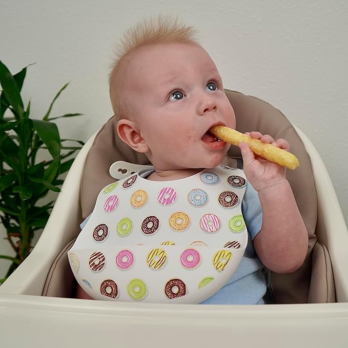 BPA-Free Silicone Baby Bibs with Travel Case, Toddlers Boys/Girls, Large Pocket, Adjustable, Toddlers 6-48 Months