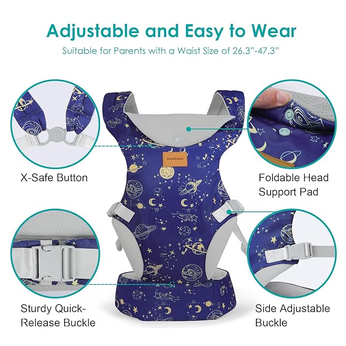 Baby Carrier Newborn to Toddler, Ergonomic Adjustable Toddler Carriers for 7-66 Lbs, Cozy Lightweight Infant Carrier with Neck Support, Baby Holder Carrier with Lumbar Support for Mom Dad