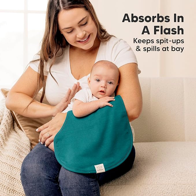 KeaBabies 4-Pack Baby Burp Cloths Baby Girl, Boy - Organic Cotton Burp Cloth, Extra Large, Absorbent, Soft Burping Cloths & Bibs Set for Babies, Newborn Burp Clothes, Thick Burp Rags (Eclipse)