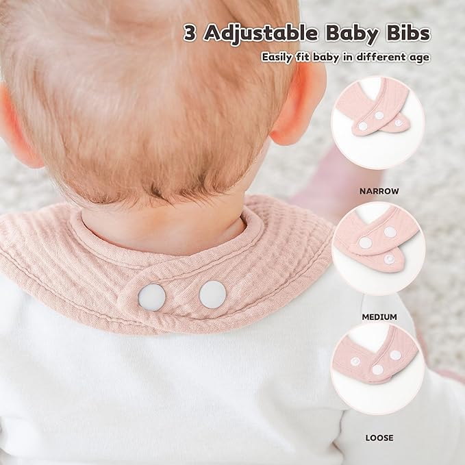 Susurration Muslin Baby Drool Bibs 6Pack Soft Square Adjustable Baby Bandana Bibs for Unisex Girls & Boys