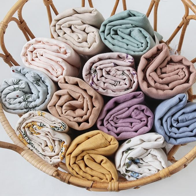 LifeTree Baby Swaddle Blankets Girls, Organic Muslin Swaddle Blankets Unisex Swaddling Wrap Receiving Blanket for Newborn, Organic Cotton, Large 47 x 47 inches, Lavender & Mauve