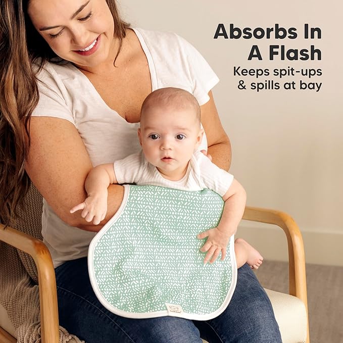 KeaBabies 4-Pack Baby Burp Cloths Baby Girl, Boy - Organic Cotton Burp Cloth, Extra Large, Absorbent, Soft Burping Cloths & Bibs Set for Babies, Newborn Burp Clothes, Thick Burp Rags (Nordic)