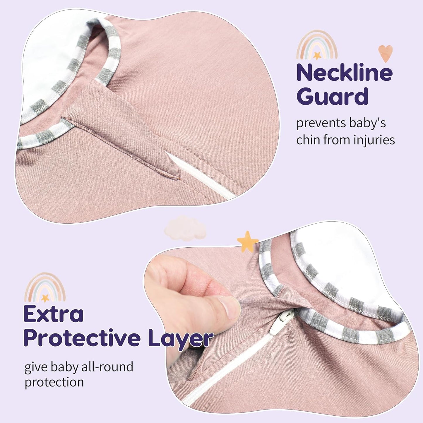 PuppyPaws Baby Sleep Sack, Transition Swaddle, Sleep Sack 6-9 Months, Wearable Blanket Baby with 2-Way Zipper, Swaddles for Newborns Summer, 95% Rayon derived from Bamboo, 5% Spandex