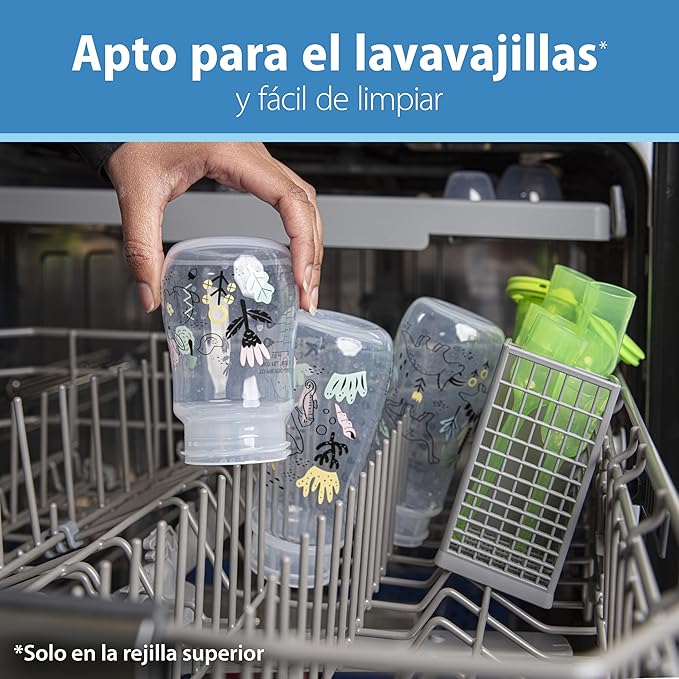 Dr. Brown's Natural Flow® Anti-Colic Options+™ Wide-Neck Baby Bottle Designer Edition Bottles, Dino Decos, 9oz/270mL, Level 1 Nipple, 2-Pack, 0m+