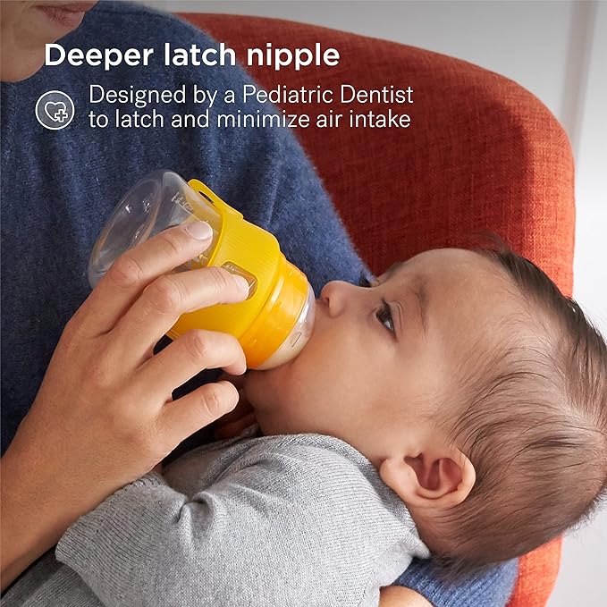 Smilo Baby Bottle Set with Stage 0 Slow Flow Anti Colic Nipple, 10 Oz / 300 ml Capacity, 3X Pack of Anti Colic Baby Bottles 0-3 Months - Pink