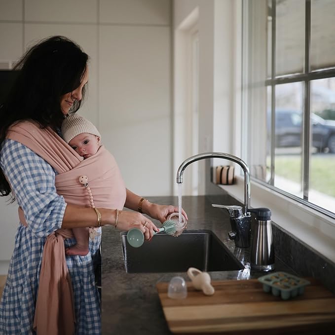 mushie Baby Bottle Brush | Soft Silicone with Suction Base (Shifting Sand)