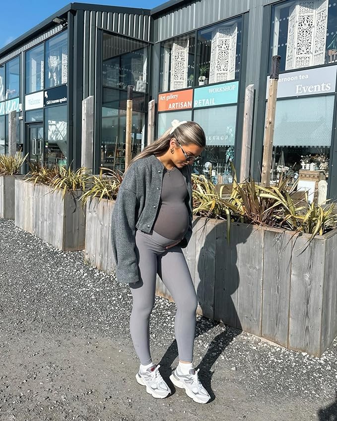 GROTEEN 3 Pack Women's Maternity Leggings with Pockets Over The Belly Workout Yoga Pregnancy Pants