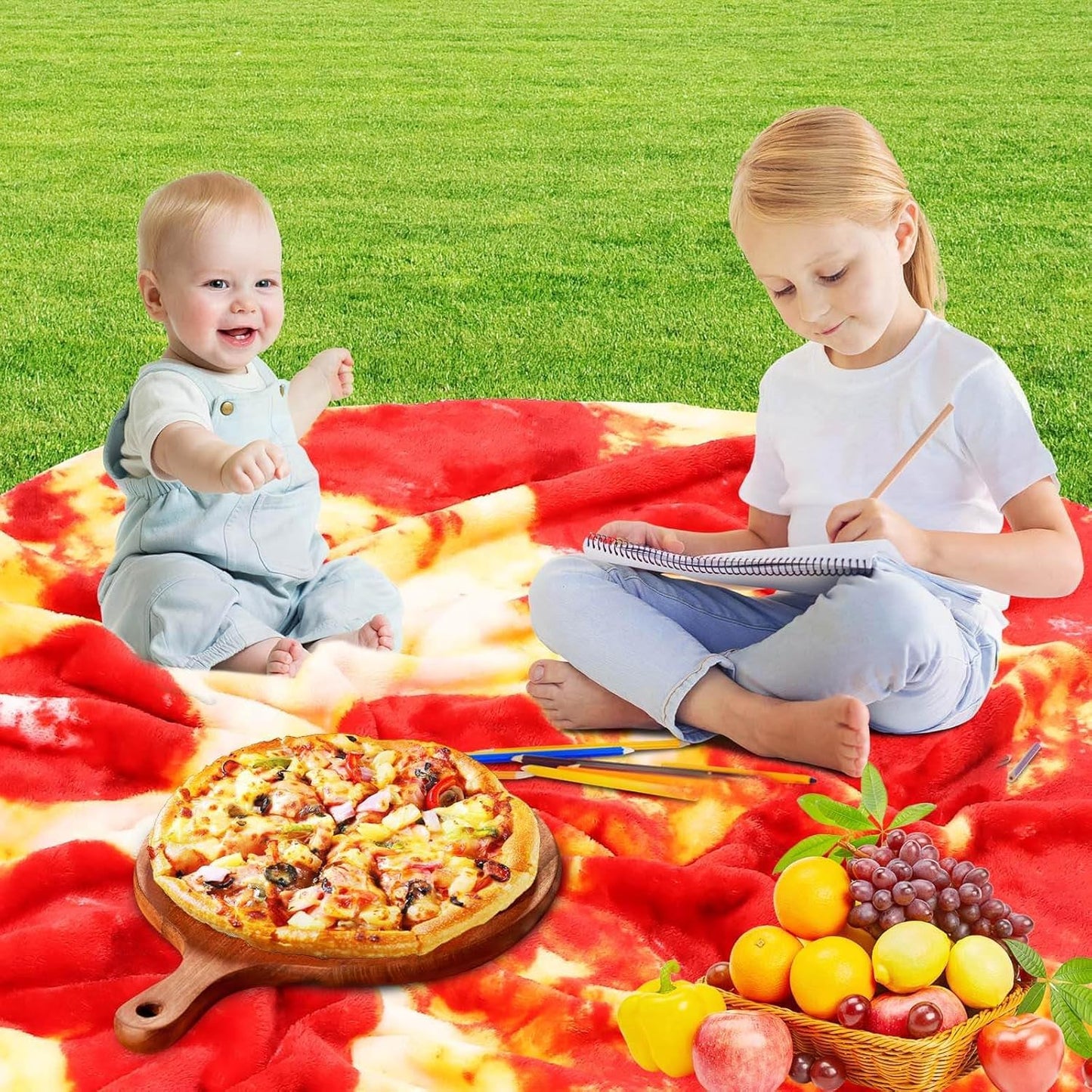 Pepperoni Pizza Blanket Baby Stuff Shower White Elephant Gifts for Kids Throw Blankets Wrap Newborn Swaddle Toddler Boy Girl Party Novelty Gag Pets Soft Fleece 40in