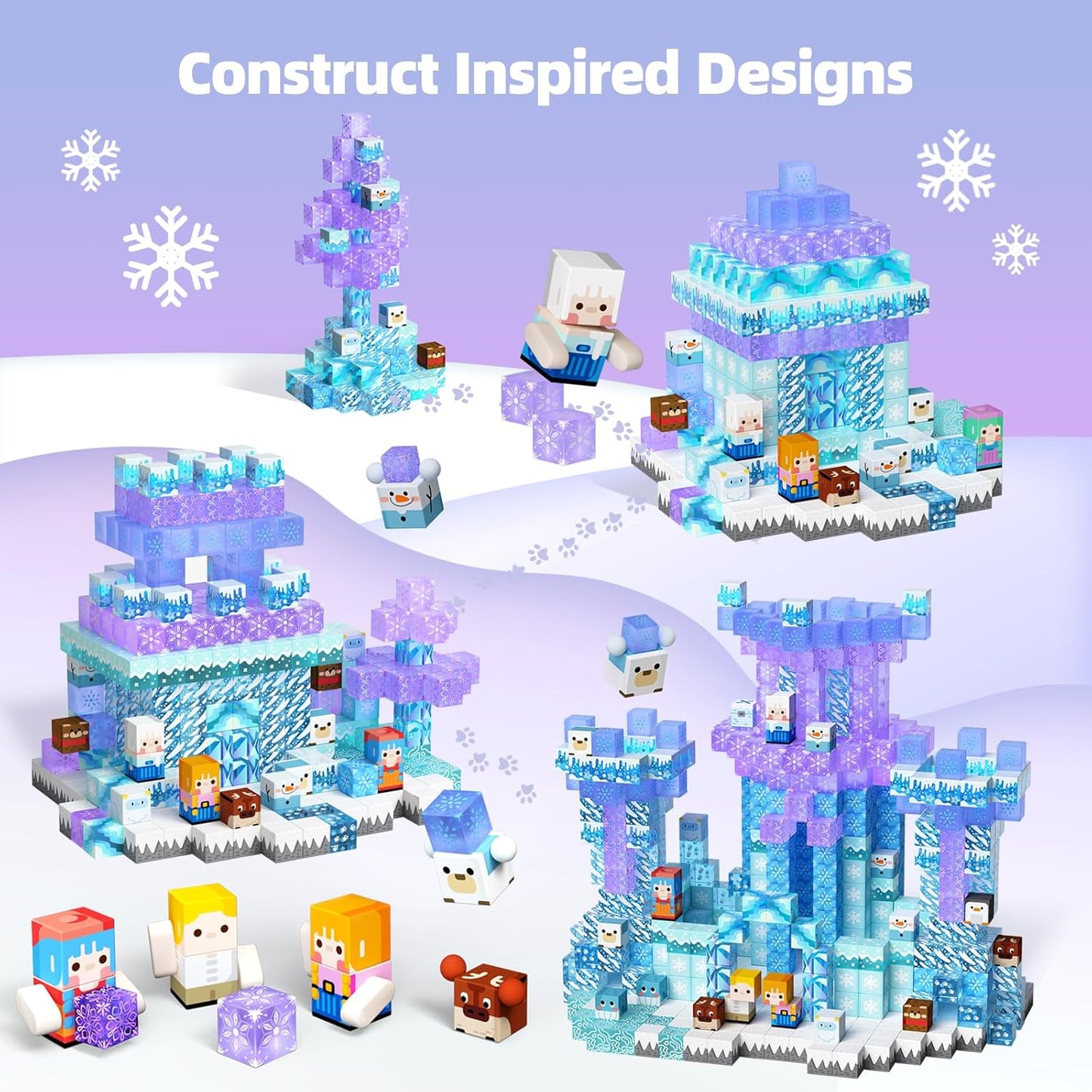 GobiDex 100PCS Magnetic Blocks Magnet Building Toys, Princess Castle Toys for Girls, Upgraded STEM Sensory Birthday Gift for Kids Age 3+ Years Old