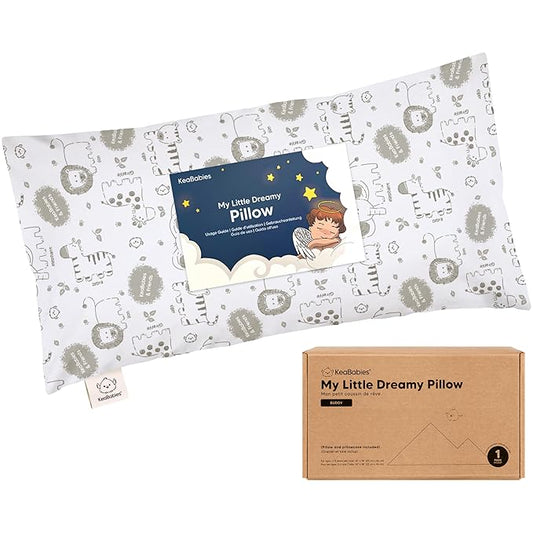 Toddler Pillow with Pillowcase - 10x18 My Little Dreamy Kids Travel Bed Pillows for Sleeping, Organic Cotton Small Pillowcase, Soft & Breathable, Machine Washable, Toddlers 2-5 Years Old (KeaSafari)