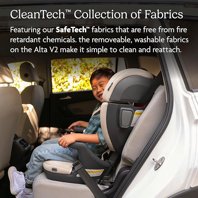 UPPAbaby Alta V2 High Back Booster Seat/Seven-Position, Active Support Headrest for Growing Children/SecureFit Integrated Belt Guide + Positioner/Cup Holder Included/Greyson (Grey Mélange)