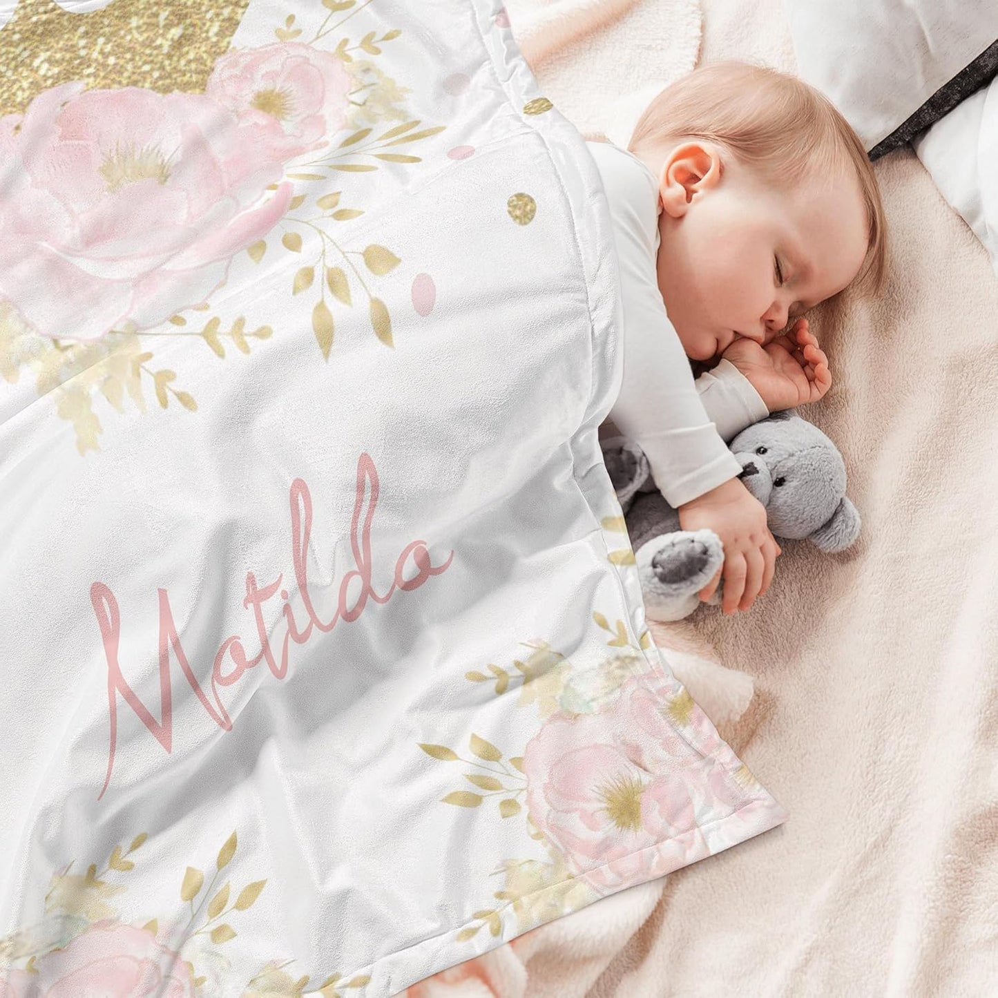 Personalized Crown Blanket for Baby Girl Custom Gifts for Baby Shower Birthday Christmas Customized Name Blanket for New Mom Newborn Gifts