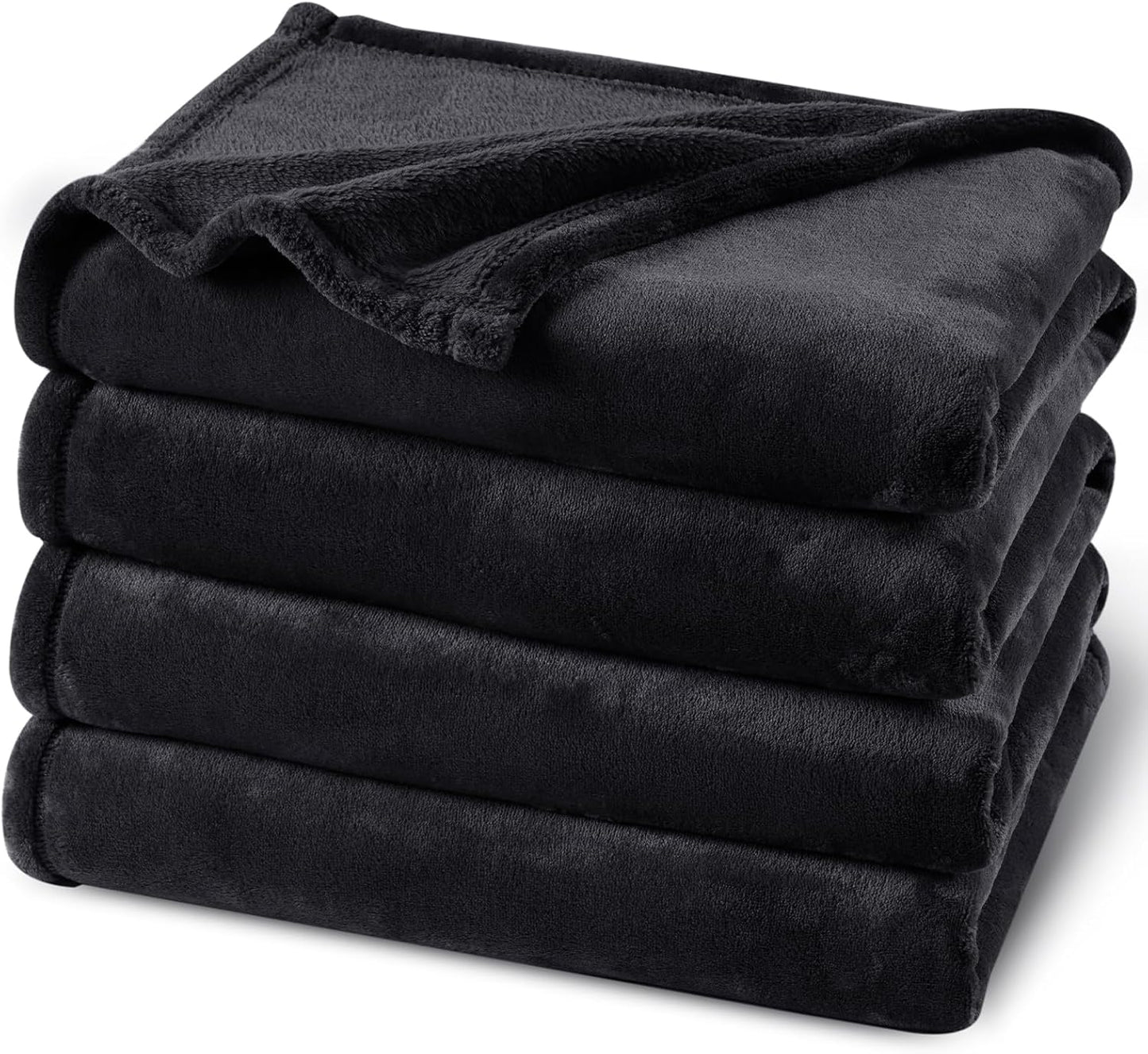 PHF Ultra Soft Fleece Blanket Twin Size, No Shed No Pilling Luxury Plush Cozy 300GSM Lightweight Blanket for Bed, Couch, Chair, Sofa Suitable for All Season, 66" x 90", Black