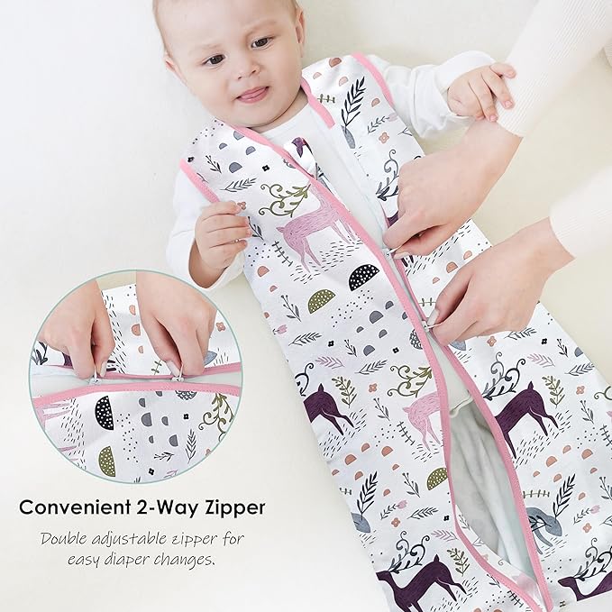 Cute Castle Baby Sleep Sack 6-12 Months - Lightweight 100% Cotton 2-Way Zipper TOG 0.5 Infant Wearable Blanket, Newborn Essentials Toddler Sleep Clothes (3 Pack Pink)