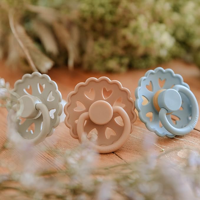 FRIGG Andersen Fairytale Natural Rubber Baby Pacifier | Made in Denmark | BPA-Free (Cream/Silky Satin, 0-6 Months)