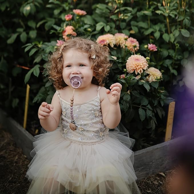 mushie 100% Silicone Baby Pacifier Clip BPA Free | Eva (Mauve)