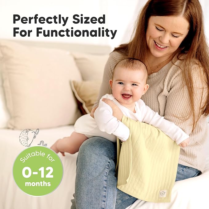 KeaBabies Organic Cotton Burp Cloths Baby Girl, Boy - 6-Pack Large Burping Clothes for Babies, Spit Up Rags, Super Soft & Absorbent Newborn Wash Towels, Gender Neutral, Non-Shrink (Stria, Embrace)