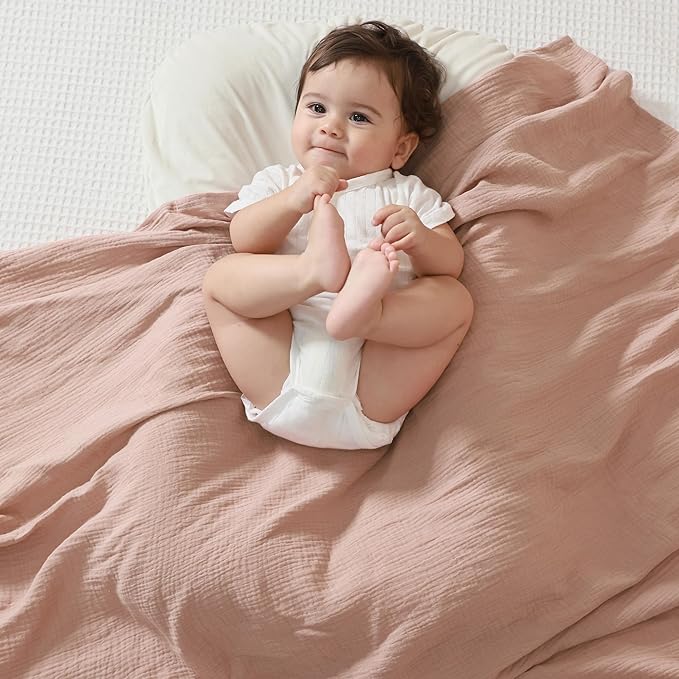 JELLYMONI Muslin Swaddle Blankets for Unisex, 2 Pack Newborn Receiving Blanket, Large 47 x 47 inches Soft Breathable Muslin Baby Blanket for Newborn Boys & Girl