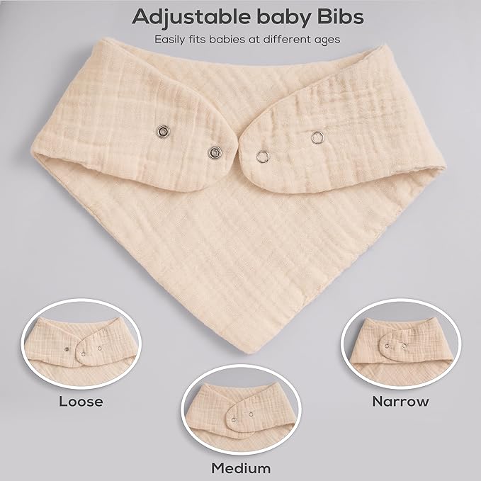 Muslin Baby bibs for drooling and teething, 100% cotton, Bibs for baby girl, Muslin bibs for boys (8 Pack)