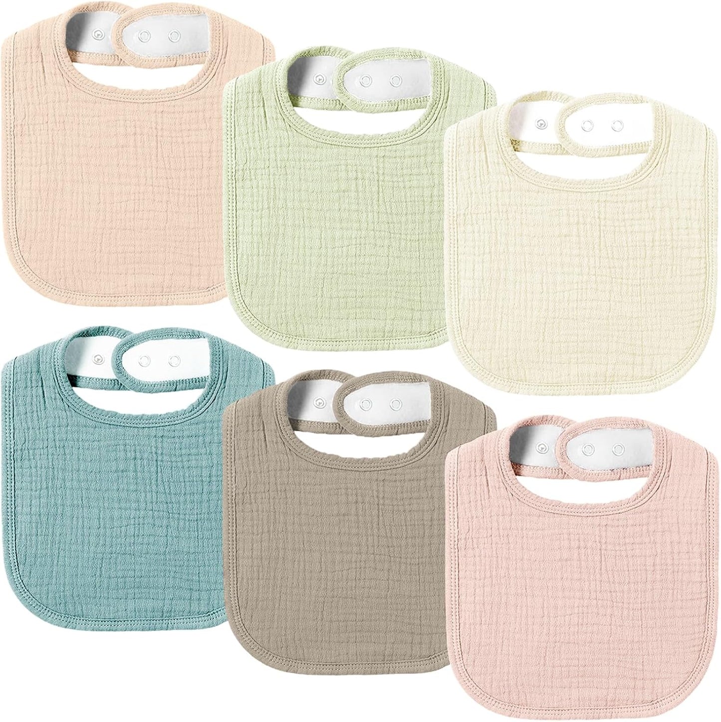 AMAWMW Muslin Baby Bibs for Unisex Boys Girls 6Pack Baby Bandana Drool Bibs Adjustable Newborn Bib for Drooling & Teething