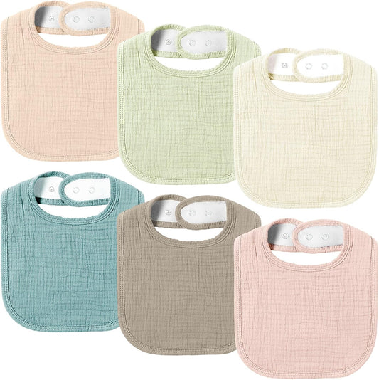 AMAWMW Muslin Baby Bibs for Unisex Boys Girls 6Pack Baby Bandana Drool Bibs Adjustable Newborn Bib for Drooling & Teething