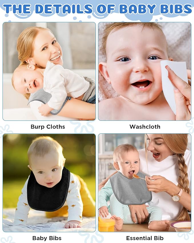 JaGely 30 Pack Baby Muslin Bandana Bibs Multicolor Solid Unisex Waterproof Feeder Adjustable Newborn Teething and Drooling