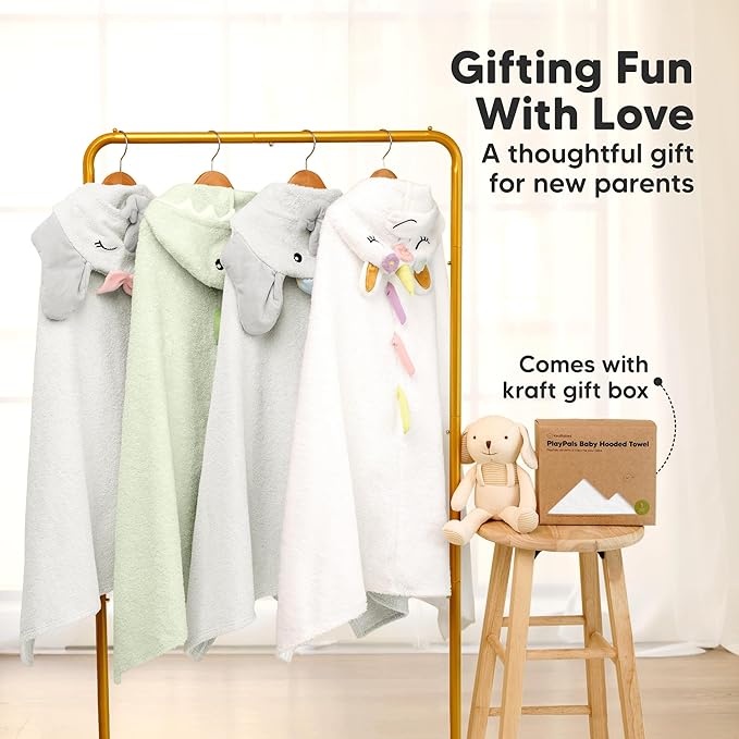 KeaBabies Organic Baby Towel with Hood for Girls, Boys - Soft, Absorbent, 100% Cotton Hooded Baby Towels for Newborns, Infants, Large Hooded Bath Towels for Babies, Kids, Toddler 1-3 (Ethan)